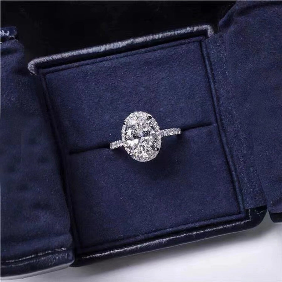 s925 sterling silver high carbon diamond proposal pigeon egg ring simulation moissanite diamond ring 1.5 karat oversized diamond ring for women