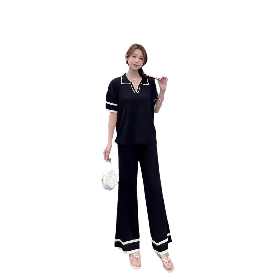 Daily Women's Casual Elegant Stripe Viscose fiber Pants Sets Pants Sets