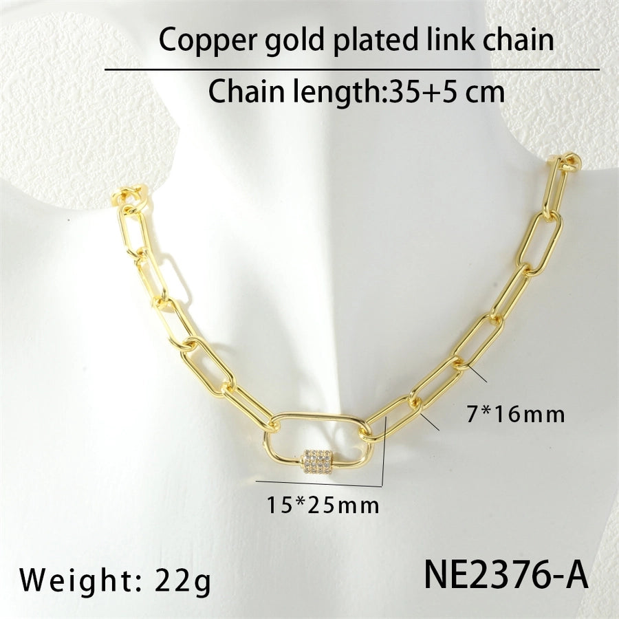 Jewelry IG Style Cool Style Oval Copper Zircon Necklace