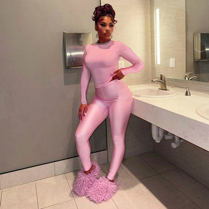 Holiday Women's Streetwear Solid Color Spandex Polyester Pants Sets Pants Sets