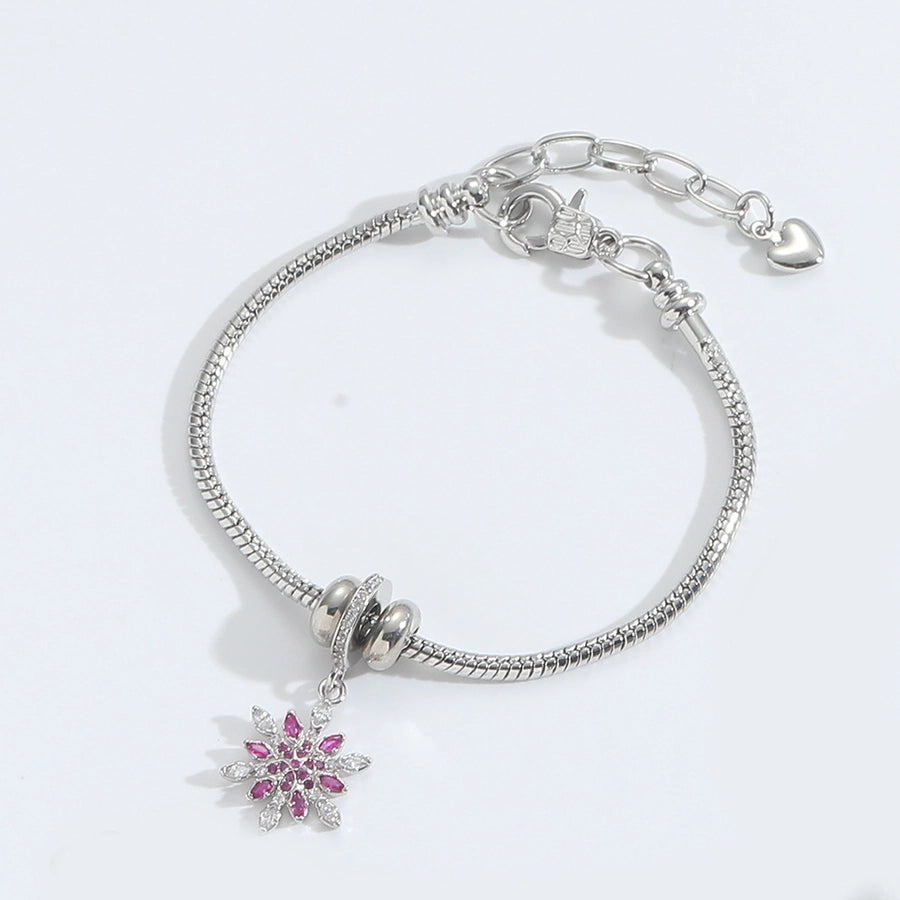 Jewelry Elegant Simple Style Commute Heart Shape Copper Zircon White Gold Plated Bracelets