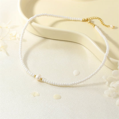 Jewelry Lady Classic Style Circle Glass Copper Necklace