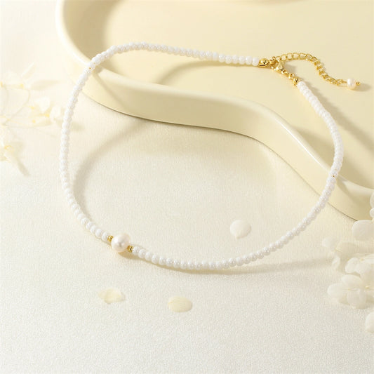 Jewelry Lady Classic Style Circle Glass Copper Necklace