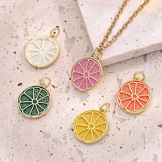 1 Pc/Package 17x15mm Hole 3~3.9mm Copper 18K Gold Plated Lemon Polished Pendant Jewelry Accessories