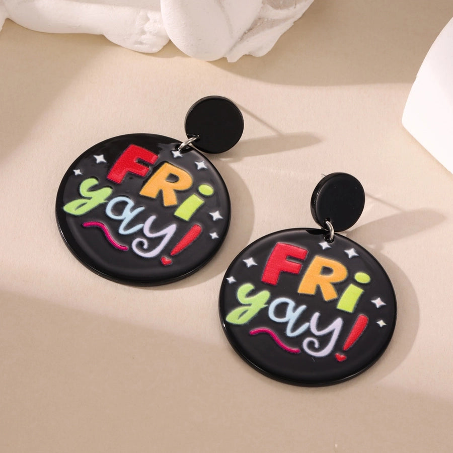 1 Pair Classic Style Letter Synthetic Resin Drop Earrings