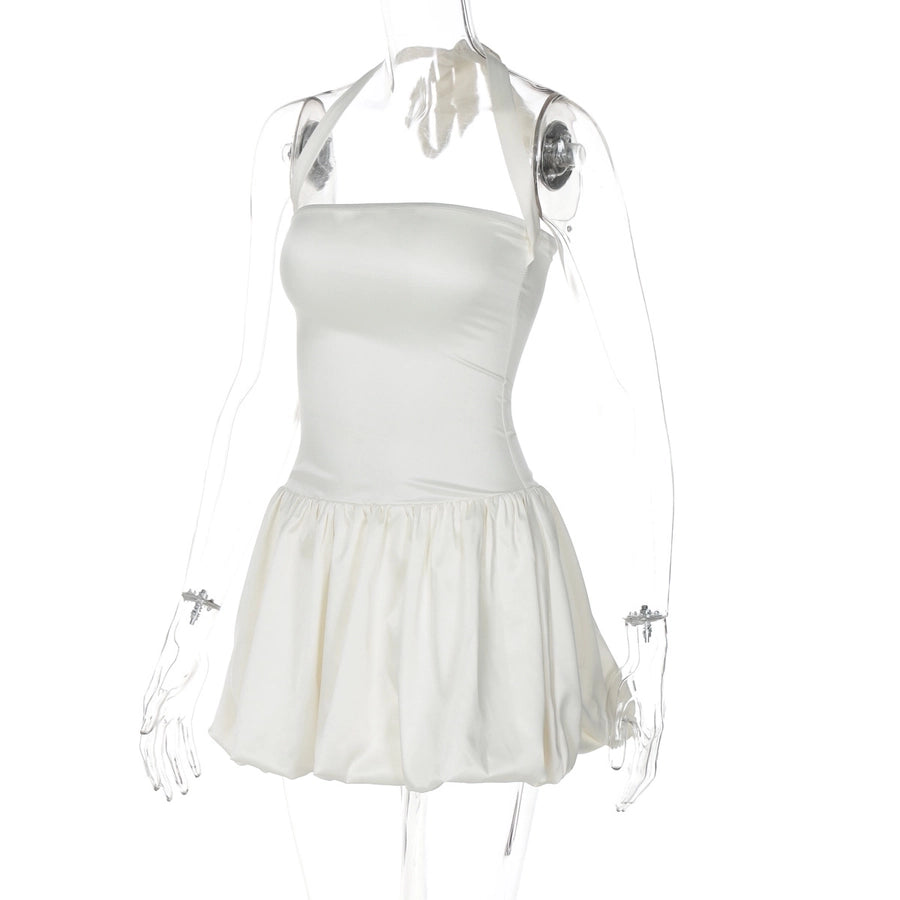 Women's Sheath Dress Sexy Halter Neck Backless Sleeveless Solid Color Short Mini Dress Banquet