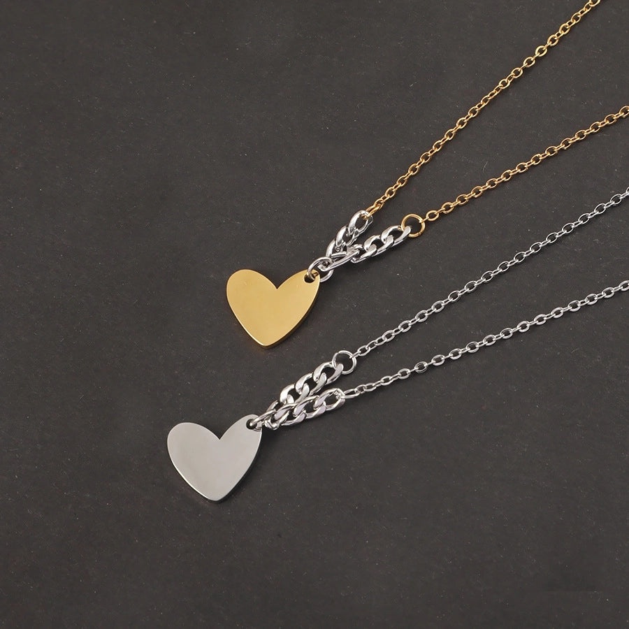 Jewelry Casual Simple Style U Shape 304 Stainless Steel 18K Gold Plated Mixed Metal Pendant Necklace