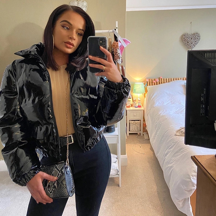 Women's Streetwear Solid Color Zipper Coat cotton clothes
