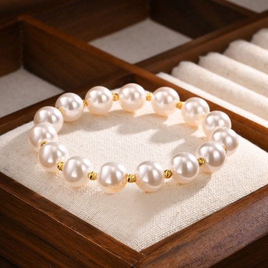 IG Style Geometric 18K Gold Plated Artificial Pearl Copper Beaded Chain Beaded Bracelets