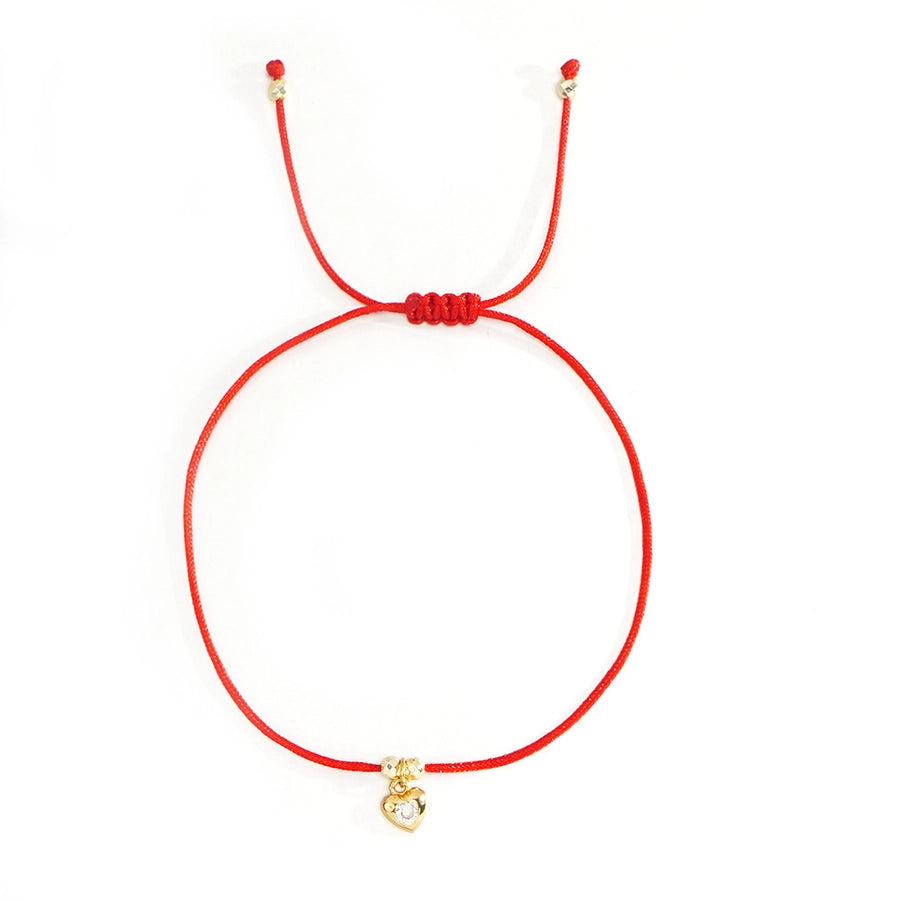 Bohemian Cross Round Heart Shape Zircon Wax line Copper  String Bracelets