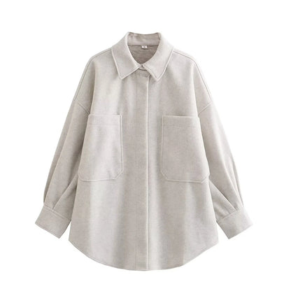 Women's Streetwear Solid Color Single Breasted Woolen Coat Woolen Coat