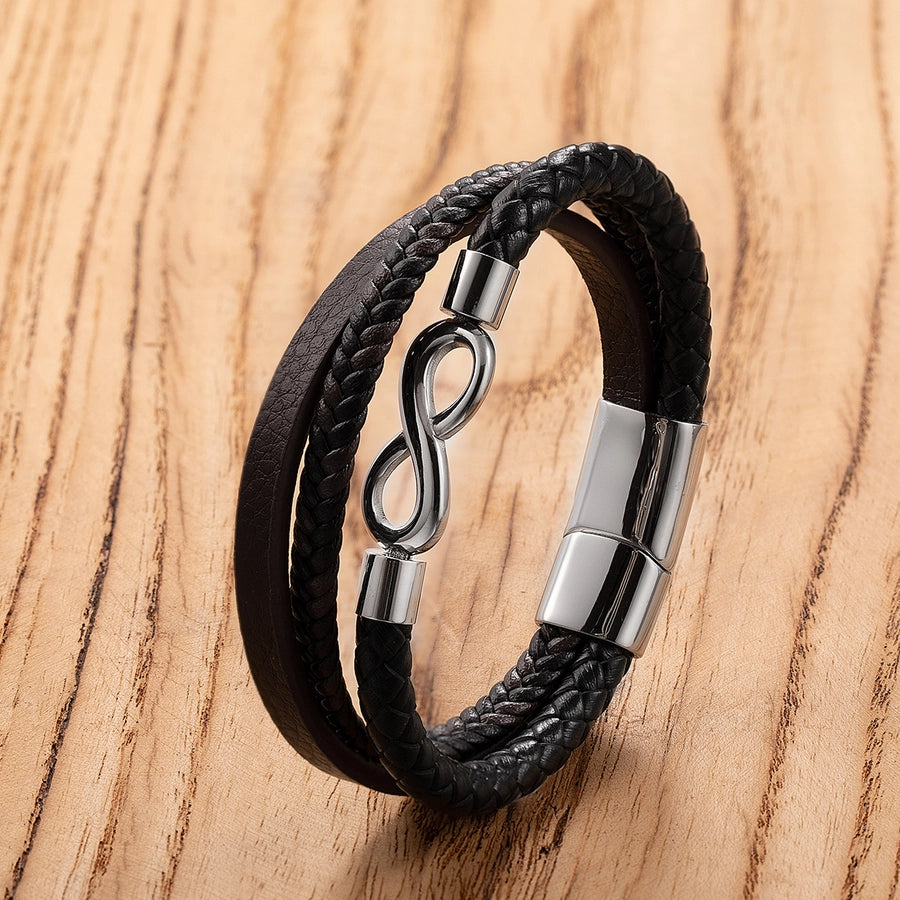 Vintage Style Punk Anchor 304 Stainless Steel Leather rope  Wrap Bracelets