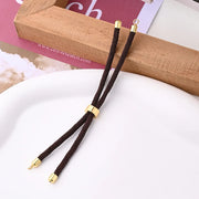 Round Buckle Dark Coffee Rope (Gold)