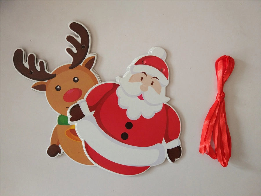 Christmas Paper Flag Christmas Window Hotel Scene Decoration Flag  Santa Claus Flag