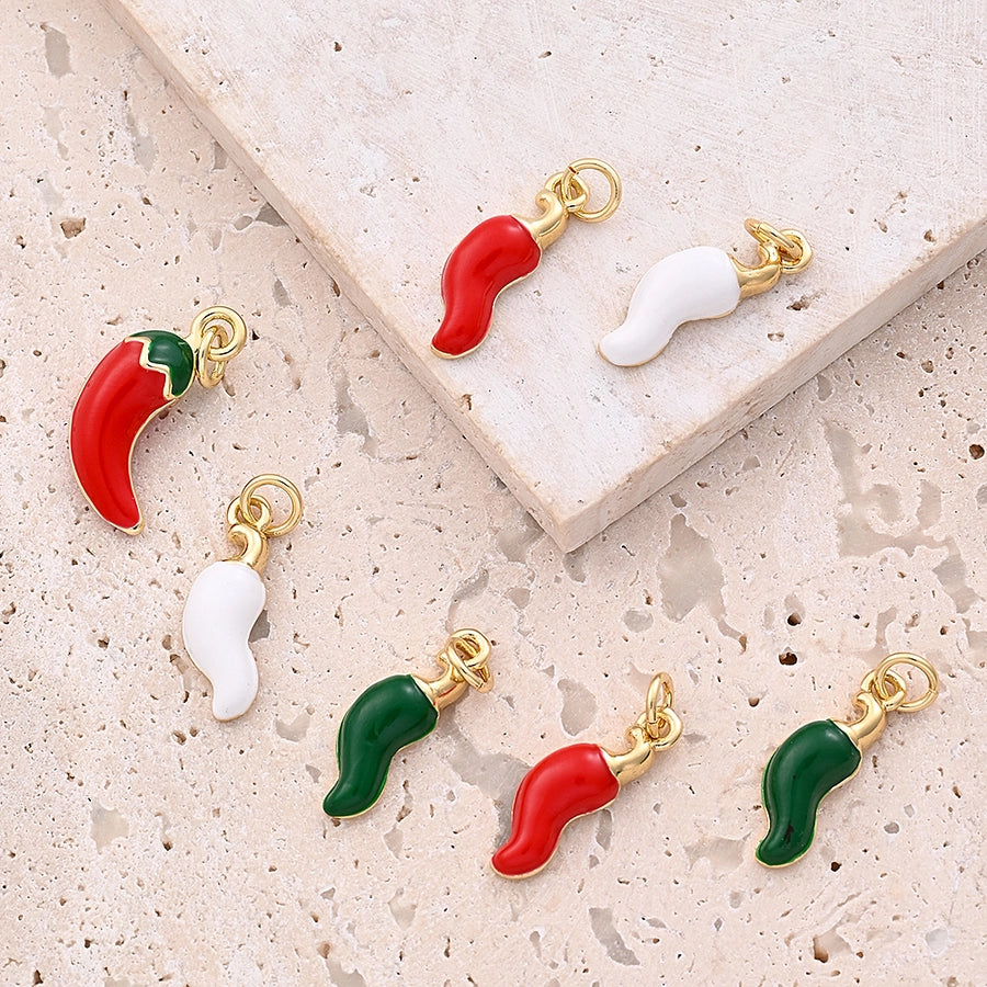 1 Pc/Package 18x12.5mm 18x6mm Hole 3~3.9mm Copper 18K Gold Plated chili Polished Pendant Jewelry Accessories