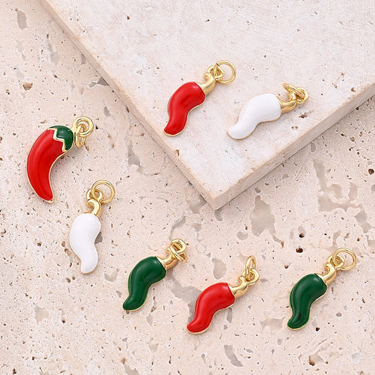 1 Pc/Package 18x12.5mm 18x6mm Hole 3~3.9mm Copper 18K Gold Plated chili Polished Pendant Jewelry Accessories