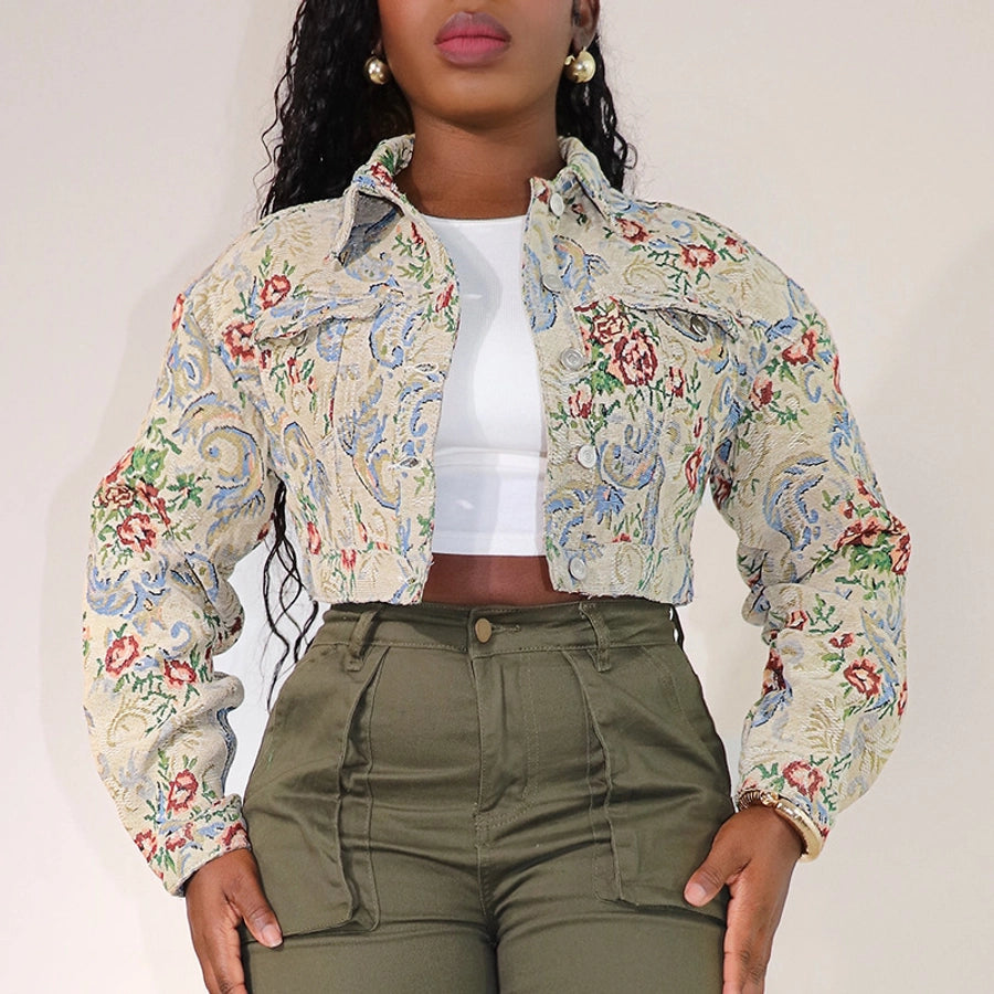 Women's Streetwear Flower Single Breasted Coat