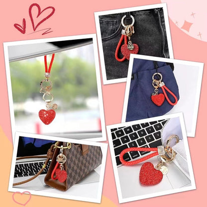 hot sale women's car keychain full diamond peach heart key chain Valentine's Day love keychain bag pendant