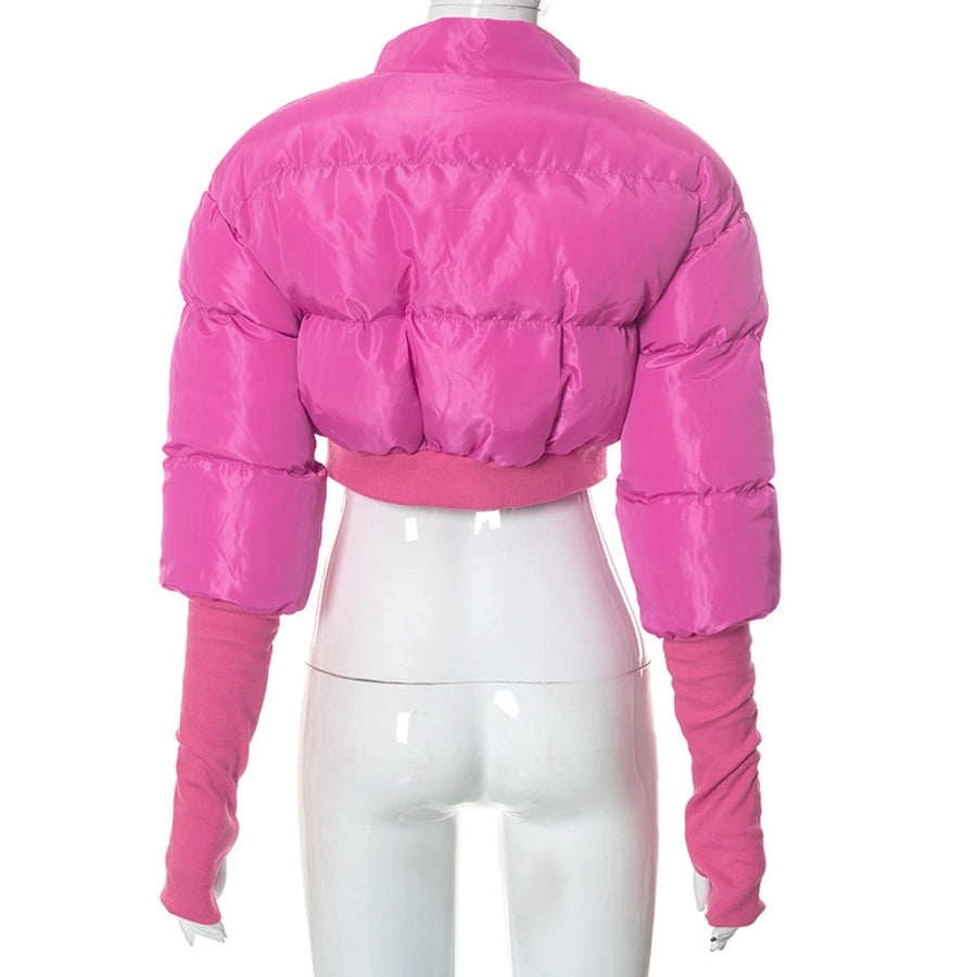 Women's Streetwear Solid Color Zipper Coat cotton clothes
