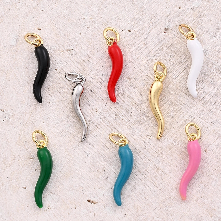 1 Pc/Package 18x4.5mm Hole 3~3.9mm Copper 18K Gold Plated White Gold Plated chili Polished Pendant Jewelry Accessories