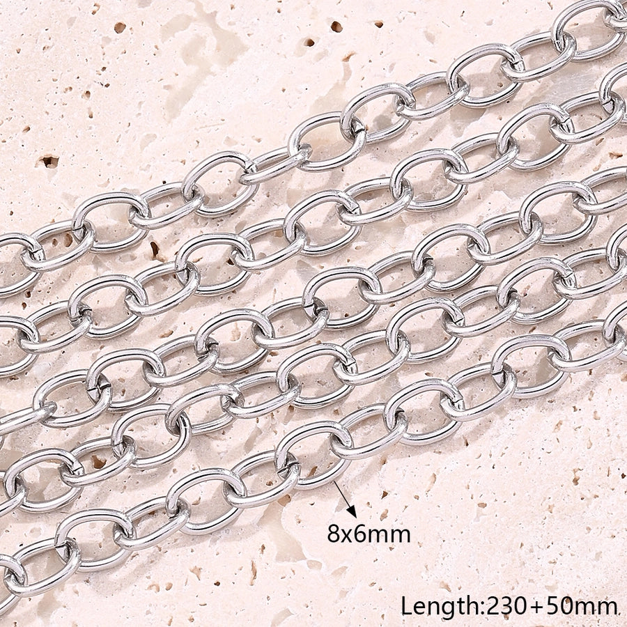 10 Strands/Package 5 Strands/Package 304 Stainless Steel Cuban Link Chain Curb Chain cable chain Belcher Chain Polished Length: 170 50mm Length: 220mm Length:230+50mm Jewelry Accessories