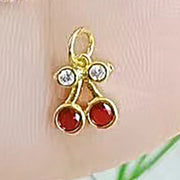 Red Small Cherry Pendant (Gold)