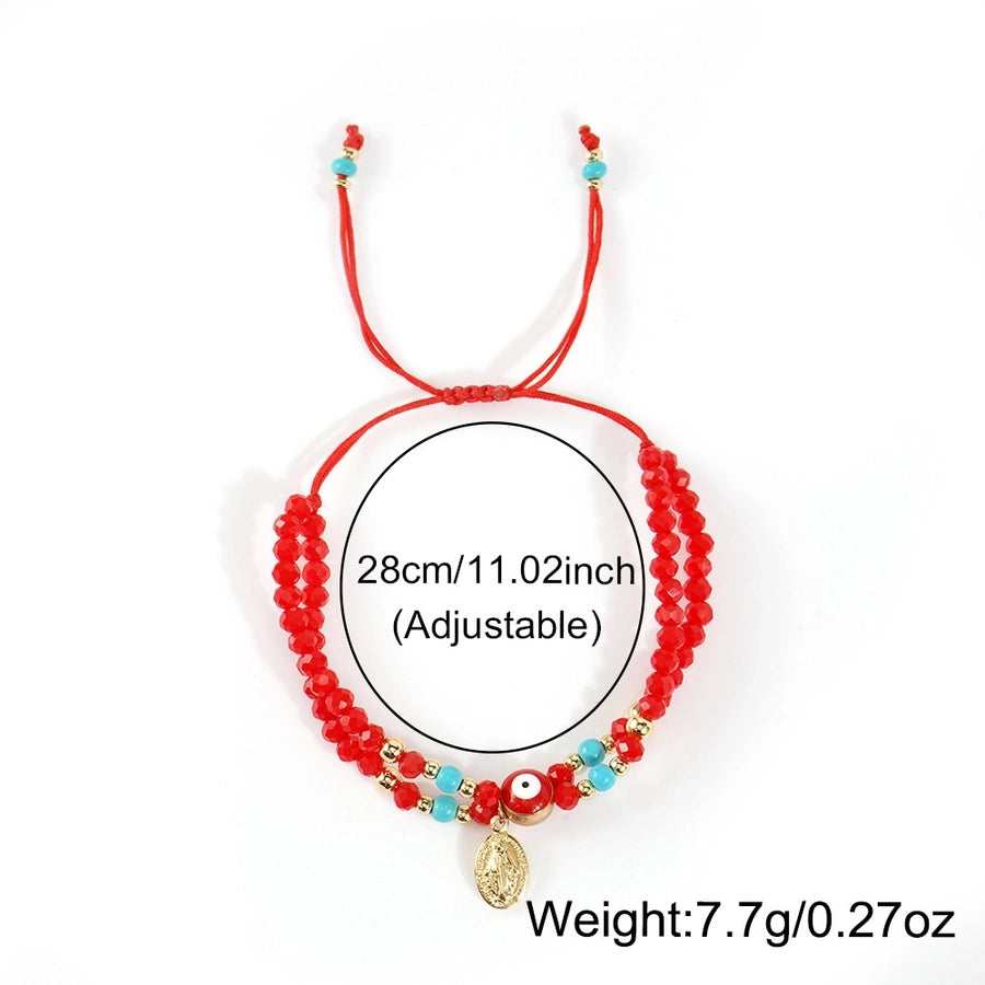 Casual Simple Style Human Eye Artificial Crystal Seed Bead rope Woven Chain Beaded Bracelets