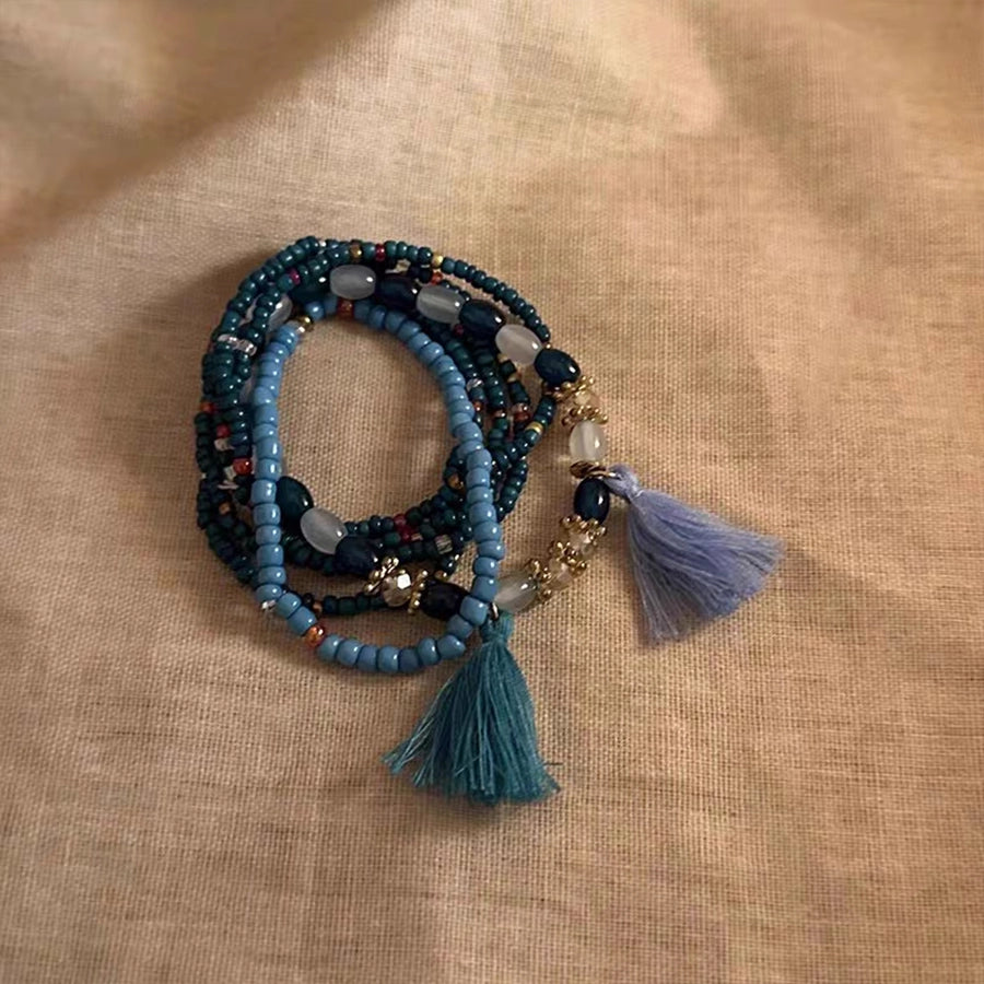 Bohemian Round Elastic string Glass Seed Bead Beaded Bracelets