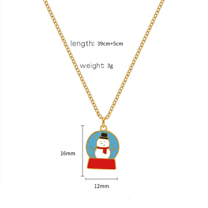Jewelry Cute Christmas Hat Christmas Tree Christmas Socks Titanium Steel 18K Gold Plated Plating Pendant Necklace