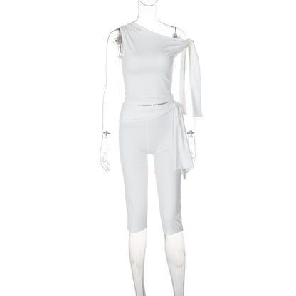 Banquet Daily Women's Casual Elegant Solid Color Spandex Polyester Pants Sets Shorts Sets