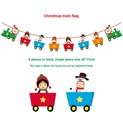 Christmas Paper Flag Christmas Window Hotel Scene Decoration Flag  Santa Claus Flag