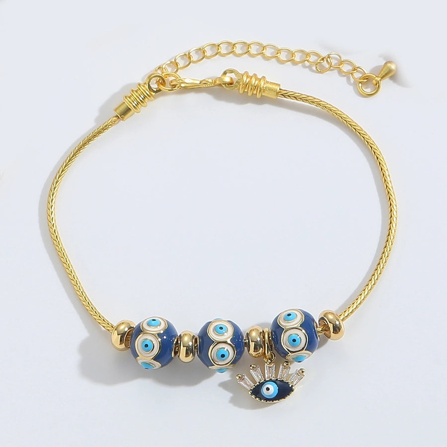 Jewelry Elegant Simple Style Commute Devil's Eye Copper Copper 14K Gold Plated Bracelets