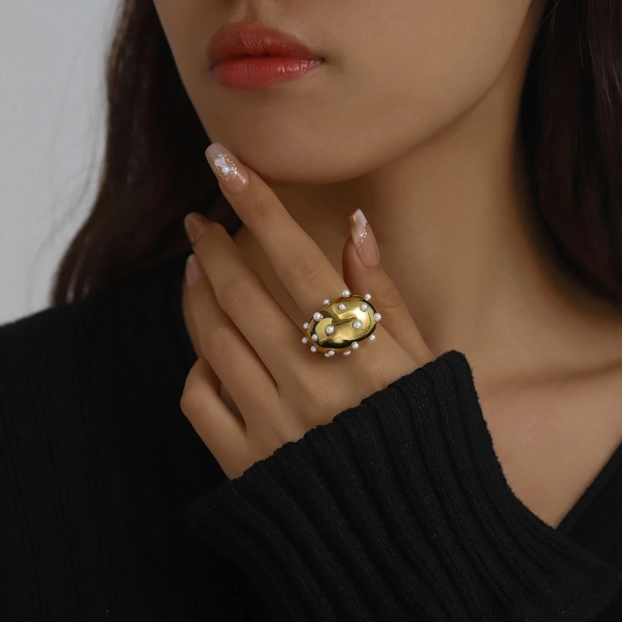 Jewelry Elegant Classical Vintage Style Geometric Water Droplets 316L Stainless Steel  Titanium Steel Wide Band Rings Open Rings