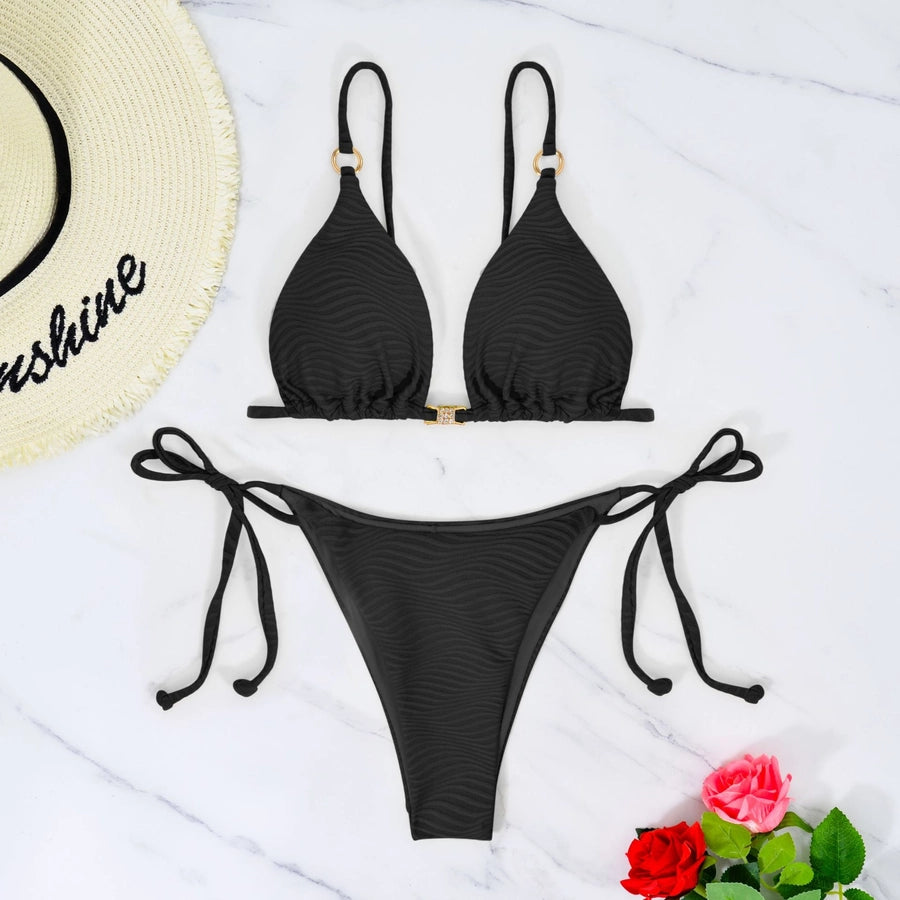 Women's Solid Color 2 Pieces Set Bikinis Swimwear