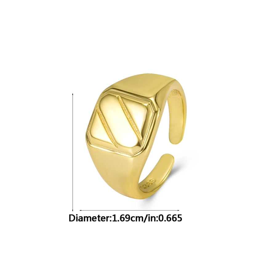 925 Sterling Silver Geometric Adjustable Ring