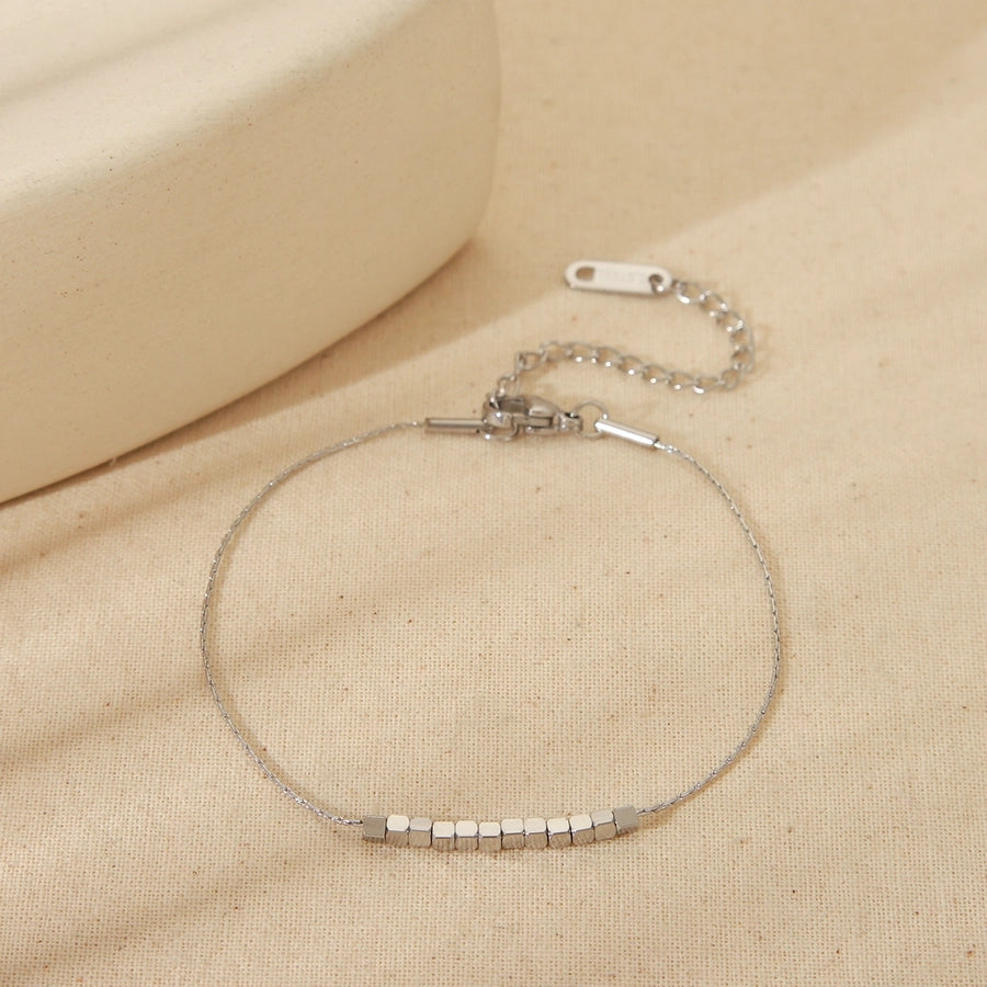 Jewelry Basic Commute Solid Color 304 Stainless Steel 18K Gold Plated Jewelry Set