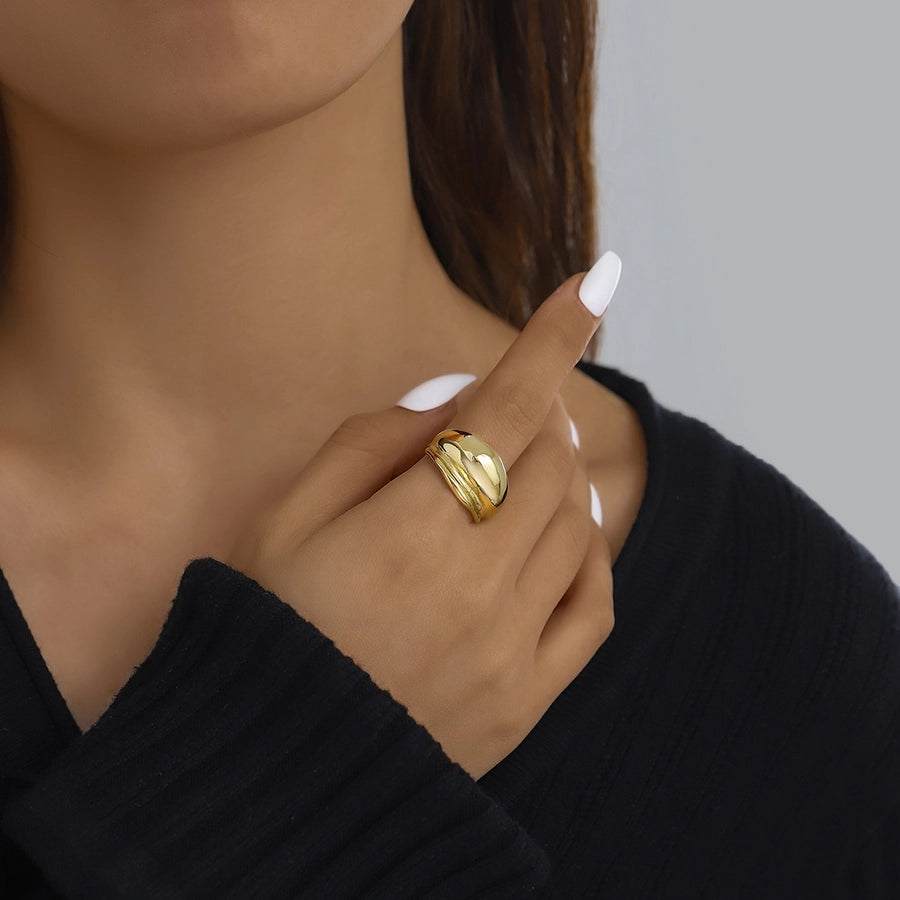 Jewelry Elegant Classical Vintage Style Geometric Water Droplets 316L Stainless Steel  Titanium Steel Wide Band Rings Open Rings