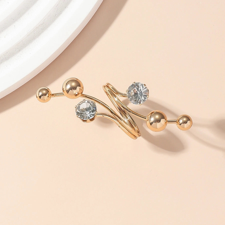 Elegant Streetwear Geometric Alloy Rhinestones Pearl Women's Rings