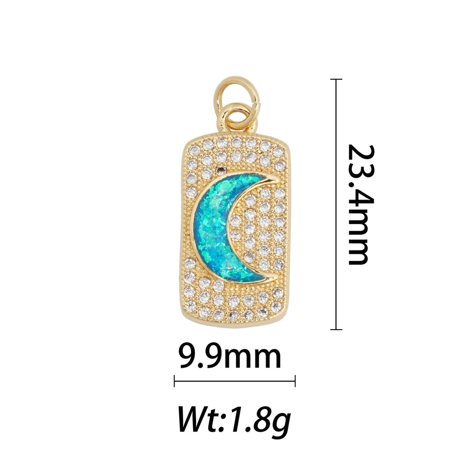 1 Piece Copper Moon Heart Shape Rose Pendant