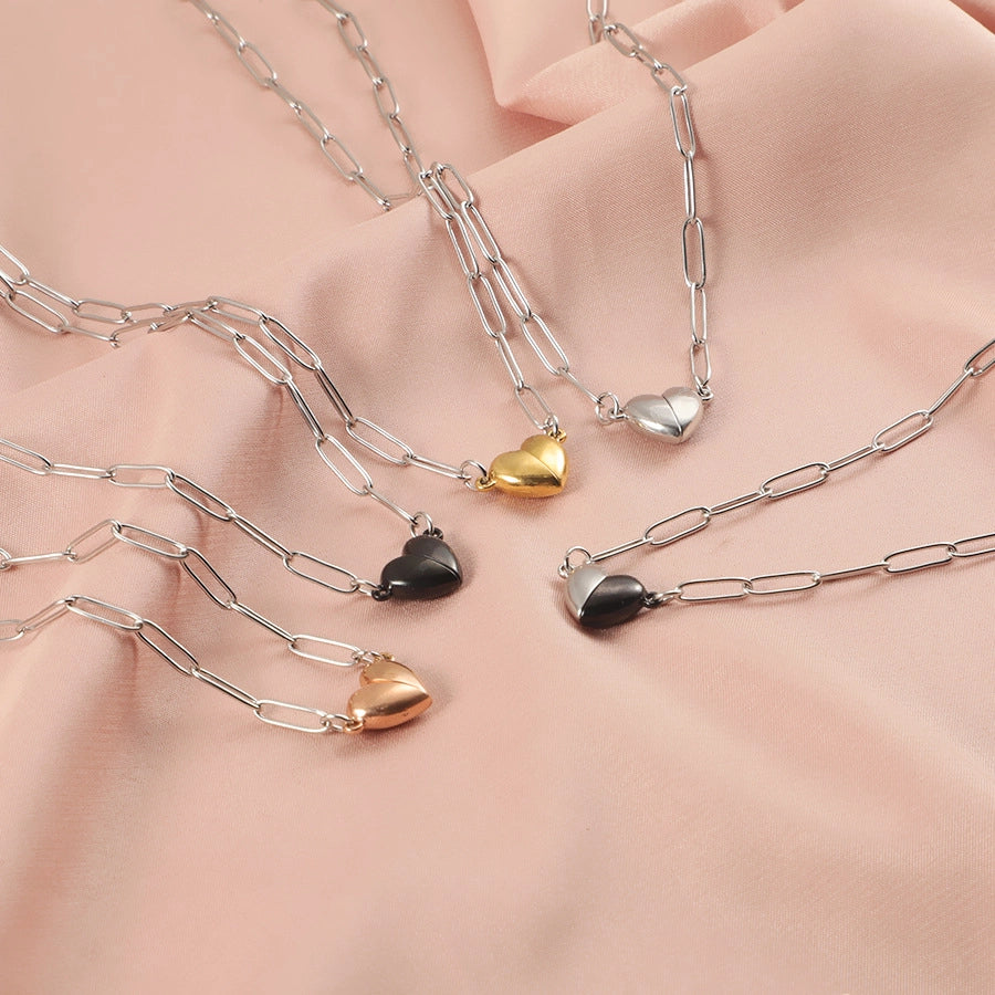 Jewelry IG Style Simple Style Heart Shape 304 Stainless Steel Plating Pendant Necklace