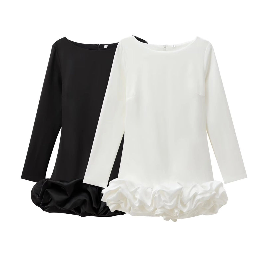 Women's Sheath Dress Elegant Sexy Round Neck Long Sleeve Solid Color Short Mini Dress Holiday Daily