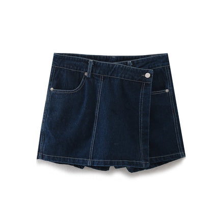 Daily Women's Simple Style Classic Style Solid Color Denim Pocket Skirt Sets Skirt Sets