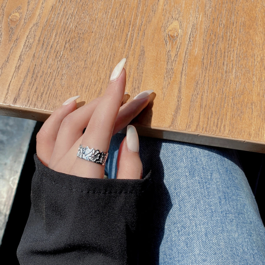 925 Sterling Silver Geometric Adjustable Ring