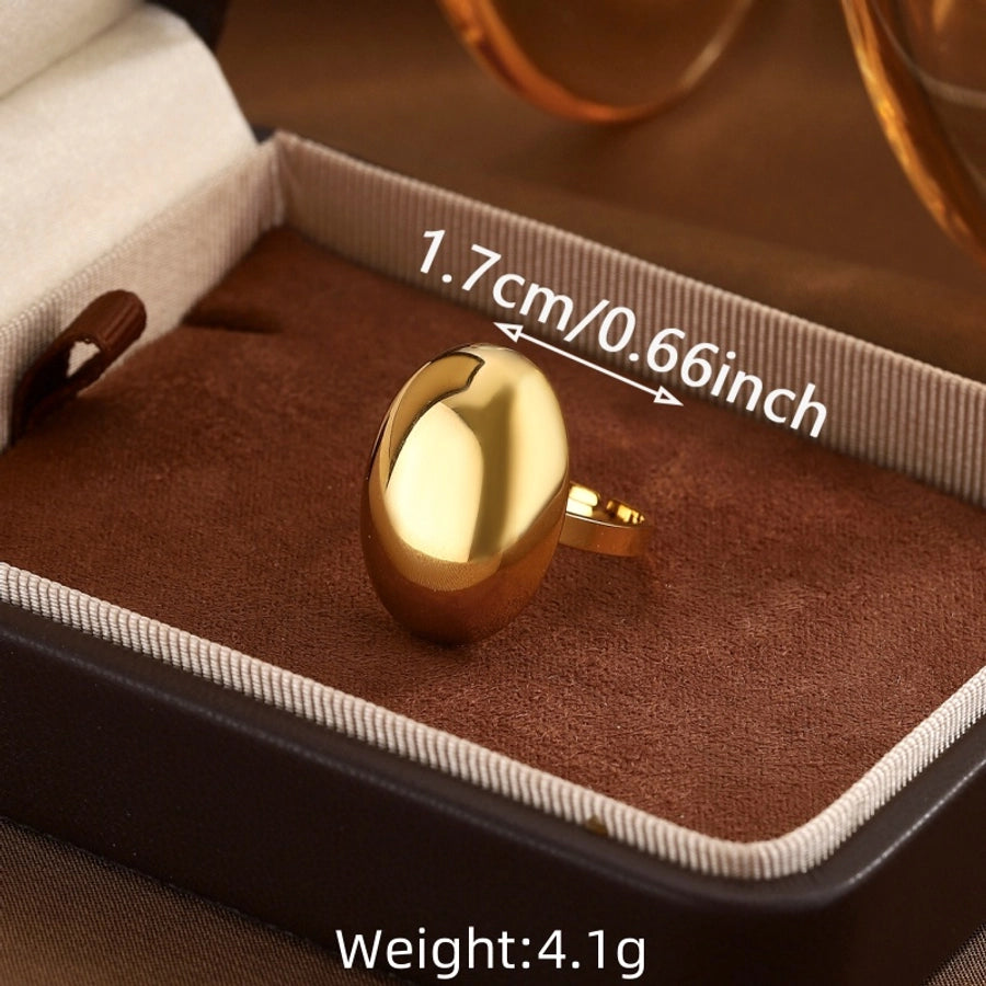 Jewelry Classical Exaggerated Simple Style Devil's Eye Oval Watermelon 316L Stainless Steel  Resin Adjustable Ring