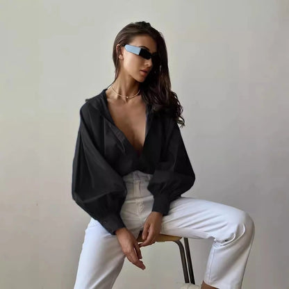 Women's Blouse Long Sleeve Blouses Casual Elegant Solid Color