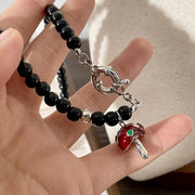 A Black Beaded OT Buckle Necklace 44cm
