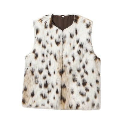 Women's Vacation Simple Style Leopard Vest Casual Jacket