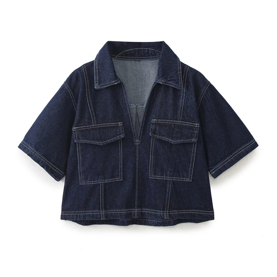 Daily Women's Simple Style Classic Style Solid Color Denim Pocket Skirt Sets Skirt Sets