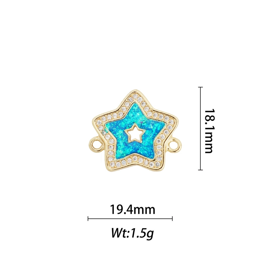 1 Piece Copper Zircon Geometric Star Pendant