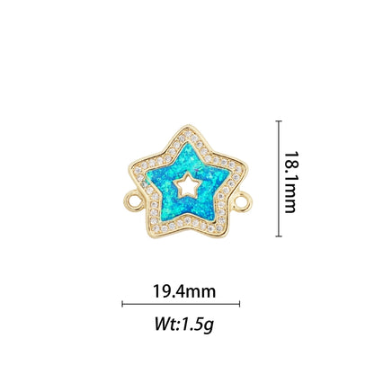 1 Piece Copper Zircon Geometric Star Pendant